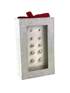 Kohls Earrings Gift Set Multicolor Cubic Zirconia Nickel Free Silver-Tone Studs